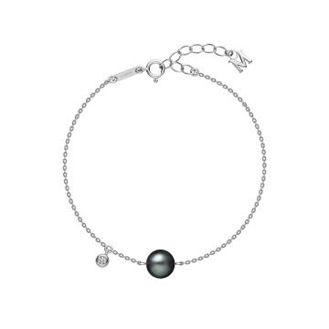 Mikimoto Black South Sea Cultured Pearl And Diamond Bracelet In 18ct White Gold PDH 7003BDW
