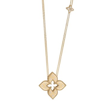 Roberto Coin Venetian Princess 0.22ct Diamond Flower Pendant Necklace