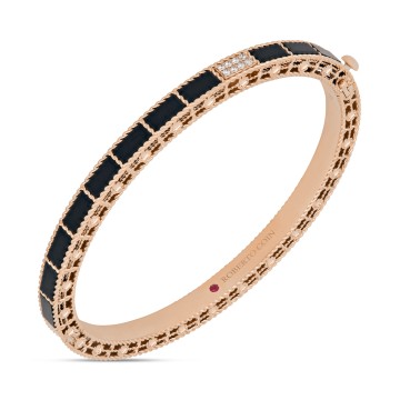 Roberto Coin 18ct Rose Gold Art Deco 5.28ct Black Jade 0.07ct Diamond Bangle ADV888BA2255_RB/B