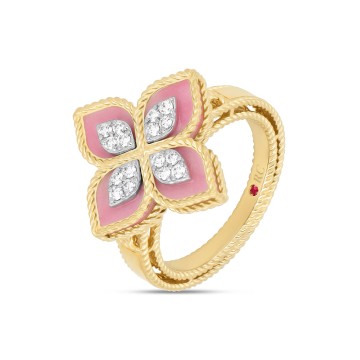 Roberto Coin Princess Flower 18ct Rose Gold Rhodonite & 0.92ct Diamond Ring ADV888RI2462