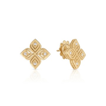 Roberto Coin Arabesque 18ct Yellow Gold Diamond Stud Ladies Earrings ADR777EA3571 Y