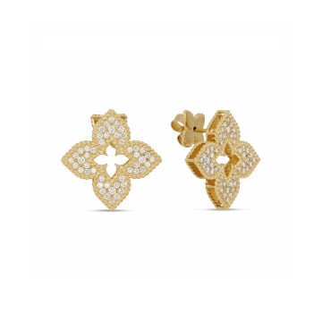 Roberto Coin 18ct Yellow Gold Venetian Princess Earrings with Diamonds ADR777EA3259_Y