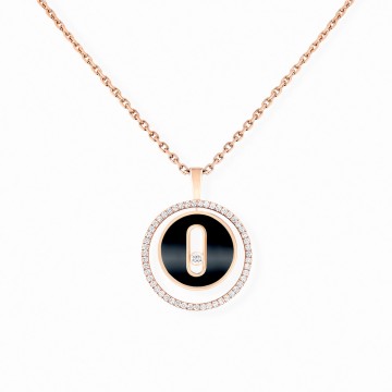 Lucky Move 18ct Rose Gold Black Oynx 0.20ct Diamond Pendant 12317-RG