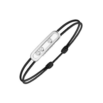 Messika Care(s) 18ct White Gold Diamond Black Cord Bracelet 14140-WG