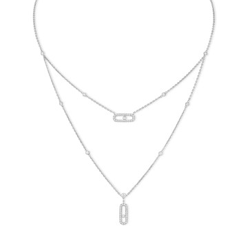 Move Uno Classique 2 Row Pavé 18ct White Gold 0.50ct Diamond Necklace 7174-WG