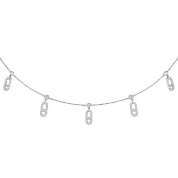 Messika Move Uno White Gold Diamond Pave Drop Pendant Choker 12150-WG