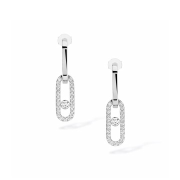 Move Link 18ct White Gold Diamond Drop Earrings 12469-WG