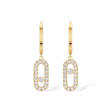Move Uno Pavé 18ct Yellow Gold 0.19ct Diamond Hoop Drop Earrings 12037-YG