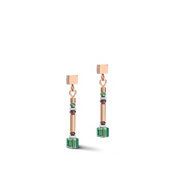 Coeur De Lion Rose Plated Green GeoCube Drop Earrings 5027/21-0537