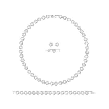 Swarovski White Crystal Rhodium Plated Una Angelic Necklace, Earrings and Bracelet Set 5367853
