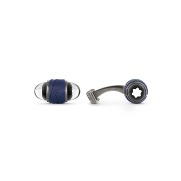Montblanc Starwalker Steel and Blue Lacquer Cufflinks 130267