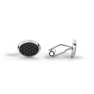 Montblanc Meisterstück Oval Black Stone Steel Cufflinks MB134468