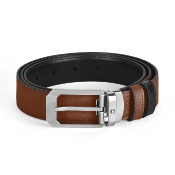 Montblanc Rectangular 30mm Reversible Belt In Sartorial Leather MB221014