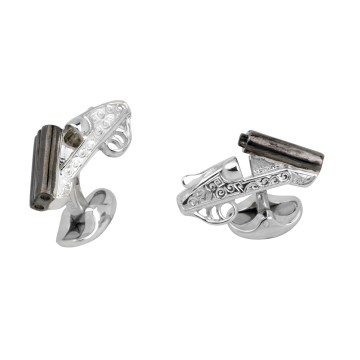 Deakin & Francis Country Sterling Silver Engraved Shotgun Cufflinks
