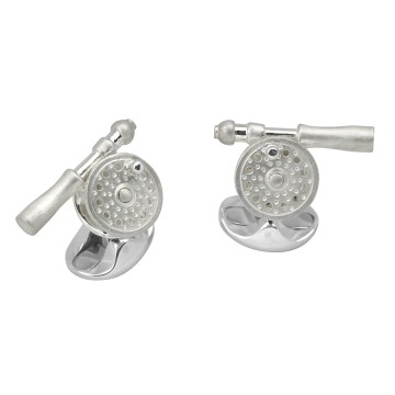 Deakin & Francis Country Sterling Silver Fly Fishing Reel Cufflinks