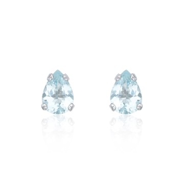 9ct White Gold Pear Cut 1.10Ct Aquamarine Earrings