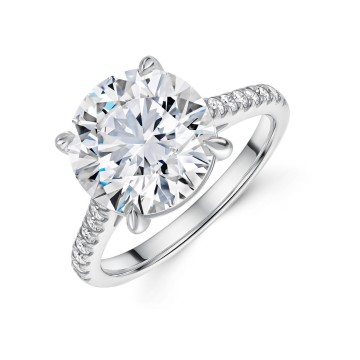 Platinum Lab Grown 5.25ct Round Brilliant Diamond Solitaire Ring