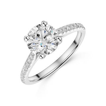 Platinum Lab Grown 2.25ct Round Brilliant Diamond Solitaire Ring with Shoulders