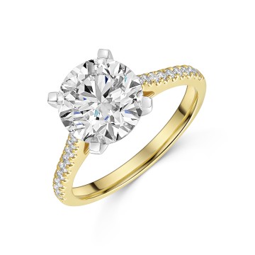 18ct Yellow Gold Brilliant Cut 3.00ct Lab Grown Diamond Set Shoulder Solitaire Ring