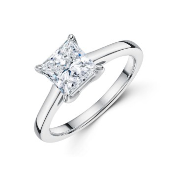 Platinum Princess Cut 1.50ct Lab Grown Diamond Solitaire Ring