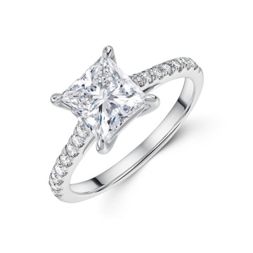 Platinum Princess Cut 2.25ct Lab Grown Diamond Solitaire Ring