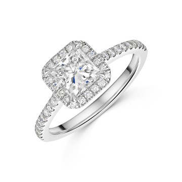Platinum Princess Cut 1.25ct Lab Grown Diamond Halo Ring