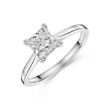 Platinum Lab Grown Princess Cut 1.00ct Diamond Solitaire Ring