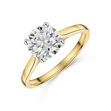 18ct Yellow Gold Lab Grown 2.00ct Round Brilliant Diamond Solitaire Ring