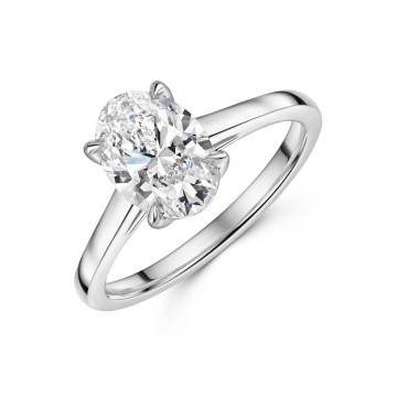 Platinum Lab Grown 2.00ct Oval Diamond Solitaire Ring