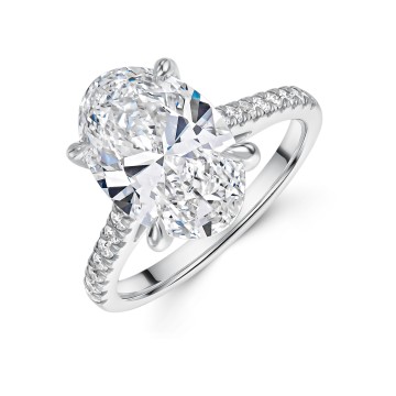Platinum Lab Grown 5.25ct Oval Diamond Solitaire Ring