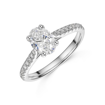 Platinum Oval 1.00ct Lab Grown Diamond Solitaire Ring with Diamond Shoulders 1.25ct