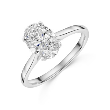 Platinum Lab Grown 1.50ct Oval Diamond Solitaire Ring