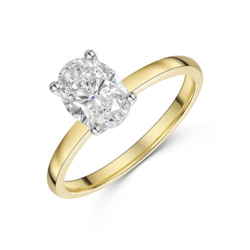 9ct Yellow Gold Oval Cut 1.00ct Lab Grown Diamond 4 Claw Solitaire Ring