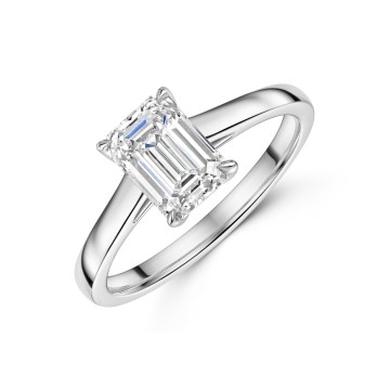 Platinum Lab Grown 1.50ct Emerald Diamond Solitaire Ring