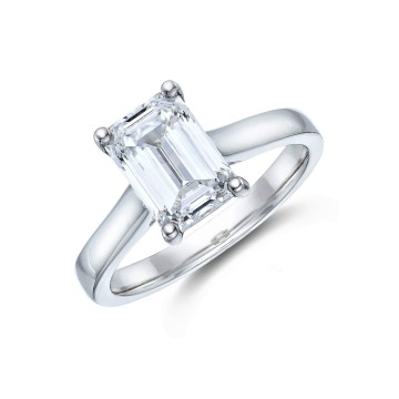 Platinum Emerald Cut 2.00ct Lab Diamond Solitaire Ring