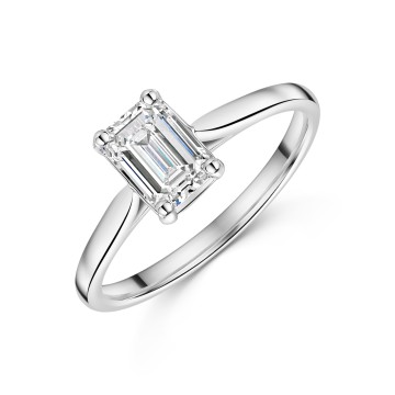 Platinum Lab Grown 1.00ct Emerald Cut Diamond Solitaire Ring