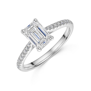 Platinum Lab Grown Diamond Solitaire Ring with Diamond Shoulders 1.75ct