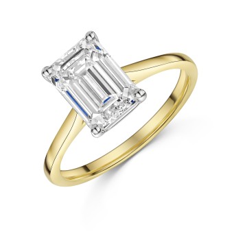 18ct Yellow Gold Emerald Cut 2.50ct Lab Grown Diamond Solitaire Ring