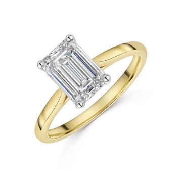 18ct Yellow Gold 2ct Lab Grown Emerald Cut Diamond Solitaire Ring