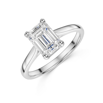Platinum Emerald Cut 2.00ct Lab Grown Solitaire Ring