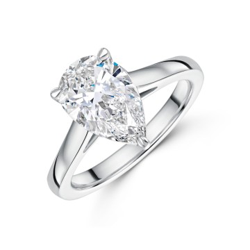 Platinum Lab Grown 2.00ct Pear Diamond Solitaire Ring
