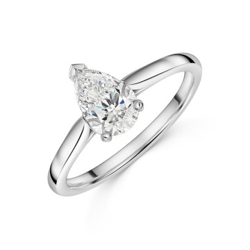 Platinum Lab Grown 1.00ct Pear Cut Diamond Solitaire Ring