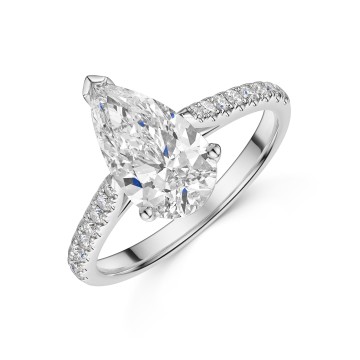 Platinum Pear Cut 2.00ct Lab Grown Diamond Ring with Diamond Shoulders