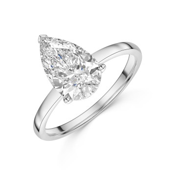 9ct White Gold Pear Shape 2.00ct Lab Grown Diamond 4 Claw Solitaire Ring