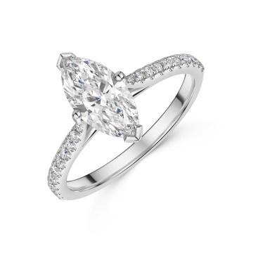 Platinum Lab Grown 1.00ct Marquise Diamond Ring with Diamond Shoulders