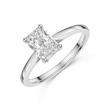 Platinum Radiant Cut 1.00ct Lab Grown Diamond 4 Claw Solitaire Ring