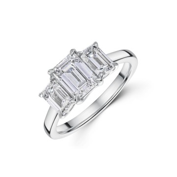 Platinum Emerald Cut 2.00ct Lab Grown Diamond 3 Stone Ring