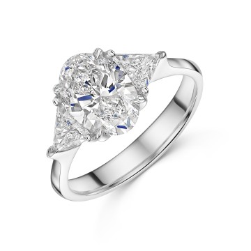 Platinum Oval and Trillion 2.55ct 3 Stone Lab Grown Diamond Ring