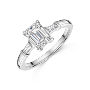 Platinum Emerald Cut 1.50ct Lab Grown Diamond 3 stone Ring