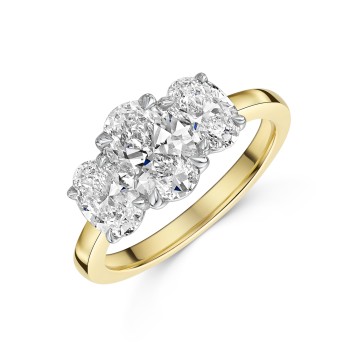 18ct Yellow Gold Oval Cut 1.20ct Lab Grown Diamond Graduated 3 Stone Ring
